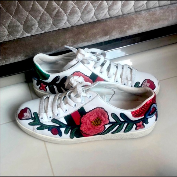 gucci floral sneakers